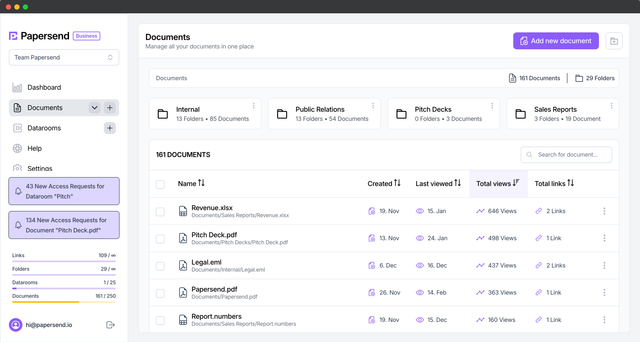 Document Tracking and Data Rooms | Free DocSend Alternative