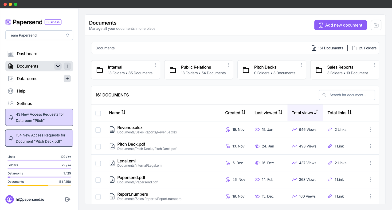 Document Tracking and Data Rooms | Free DocSend Alternative